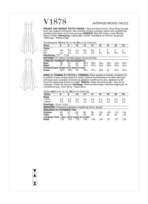 Vogue & Misses Petite Misses Dress By Tom & Linda Platt Sewing Pattern V1878