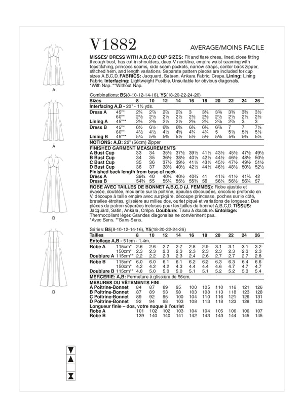 Vogue Dress Misses Sewing Pattern V1882