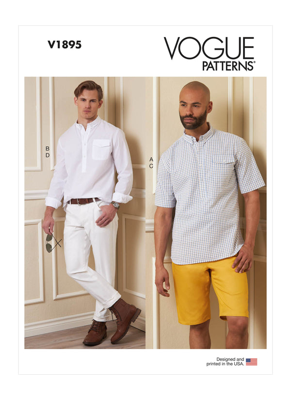 Vogue Shirts, Mens & Shorts Pants Sewing Pattern V1895