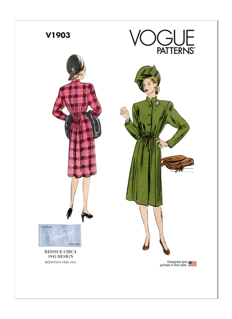 Vogue Coat Misses Sewing Pattern V1903