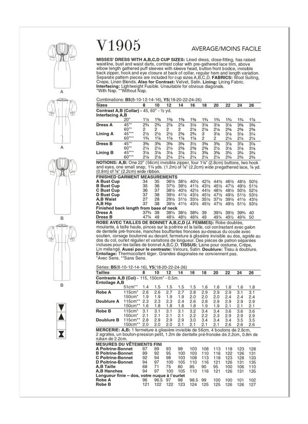 Vogue Dress Misses Sewing Pattern V1905