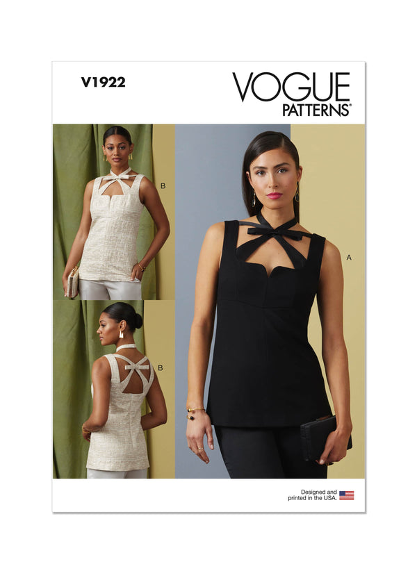 Vogue Sleeveless Misses Top Sewing Pattern V1922