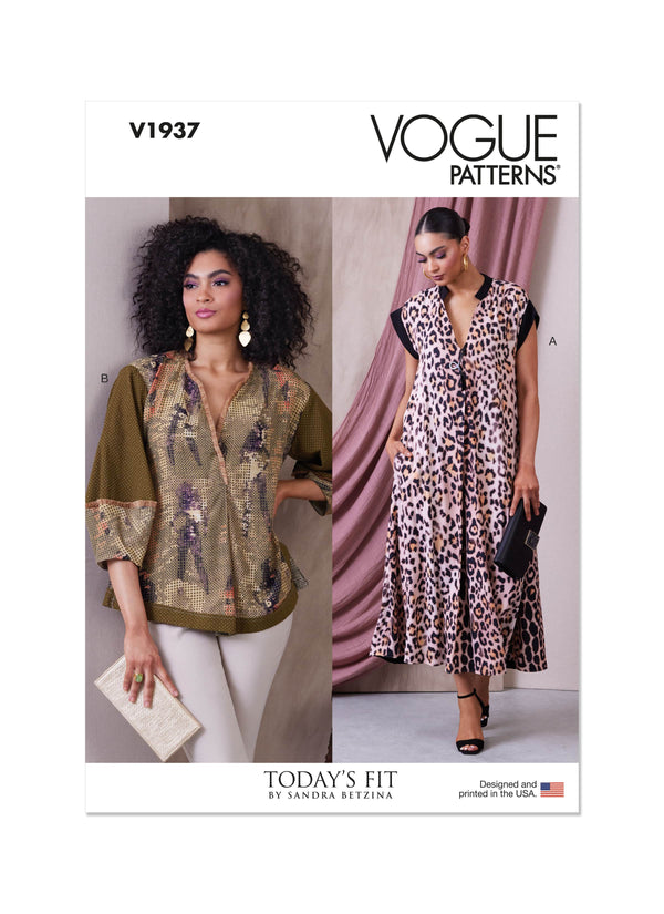 Vogue Misses Dress Tunic & By Sandra Betzina Sewing Pattern V1937A