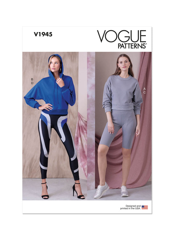 Vogue Misses Sportswear Knit & Tops Leggings In Two Lengths Sewing Pattern V1945A