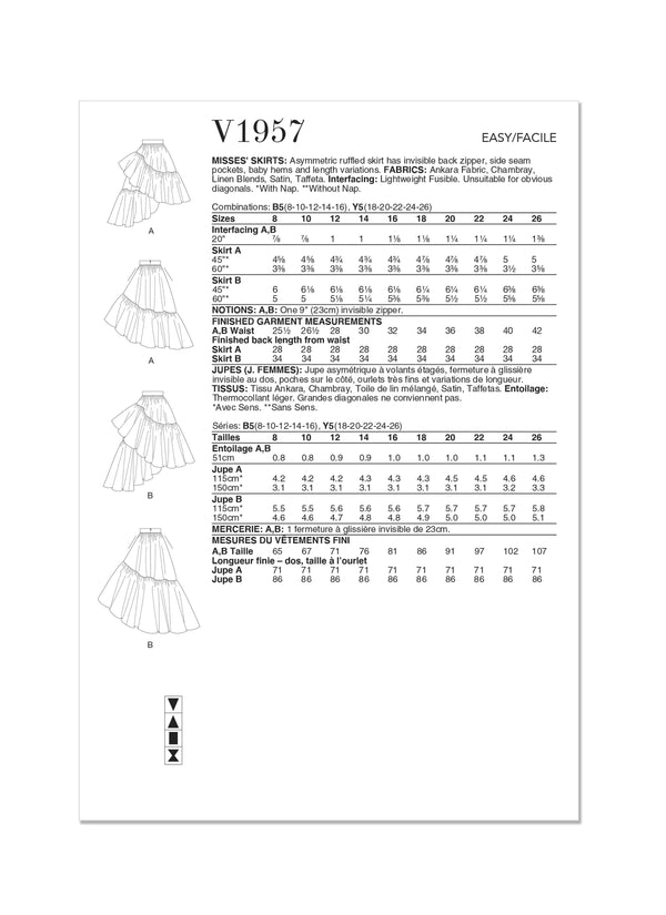 Vogue Skirts Misses Sewing Pattern V1957