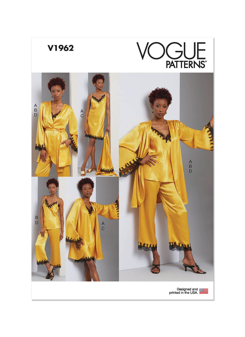 Vogue Camisole, Robe, Dress Misses Slip & Pants Sewing Pattern V1962