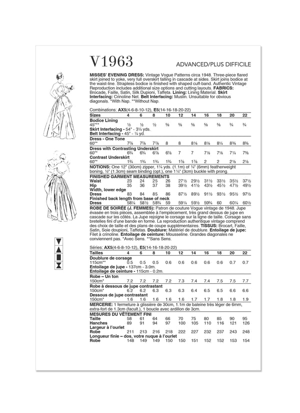 Vogue Evening Misses’ Dress Sewing Pattern V1963