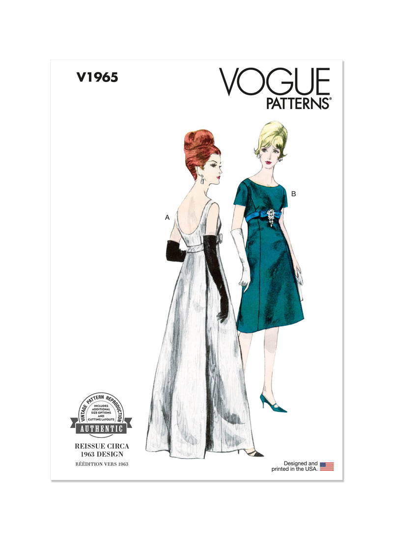 Vogue One Misses Evening Piece Dress Sewing Pattern V1965 Lullabee Fabrics Vogue One Misses Evening Piece Dress Sewing Pattern V1965 Lullabee Fabrics