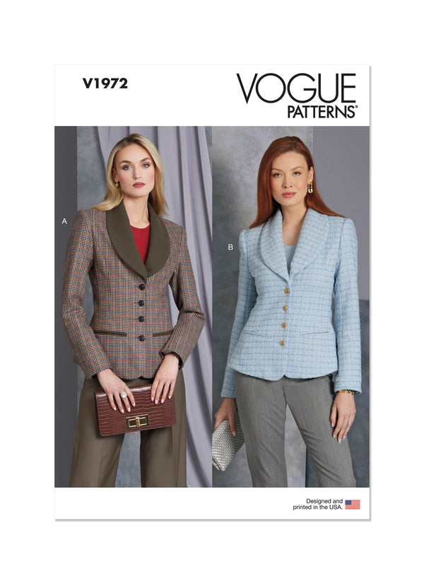 Vogue Jacket Misses Sewing Pattern V1972