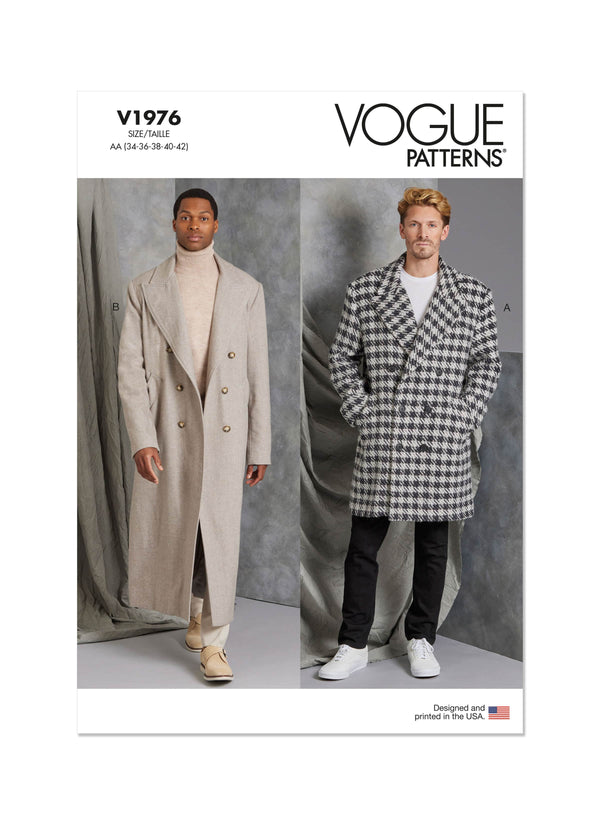 Vogue Coat Mens Two In Lengths Sewing Pattern V1976