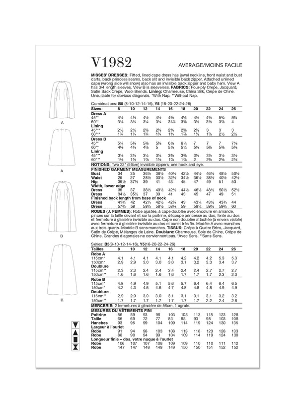 Vogue Misses Dresses Sewing Pattern V1982
