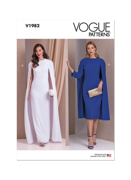 vogue patterns formal dresses Misses Sewing Pattern V1982 – Lullabee Fabrics Color:white/blue flowers AW.Bridal A-line V-Neck Tea Below Knee