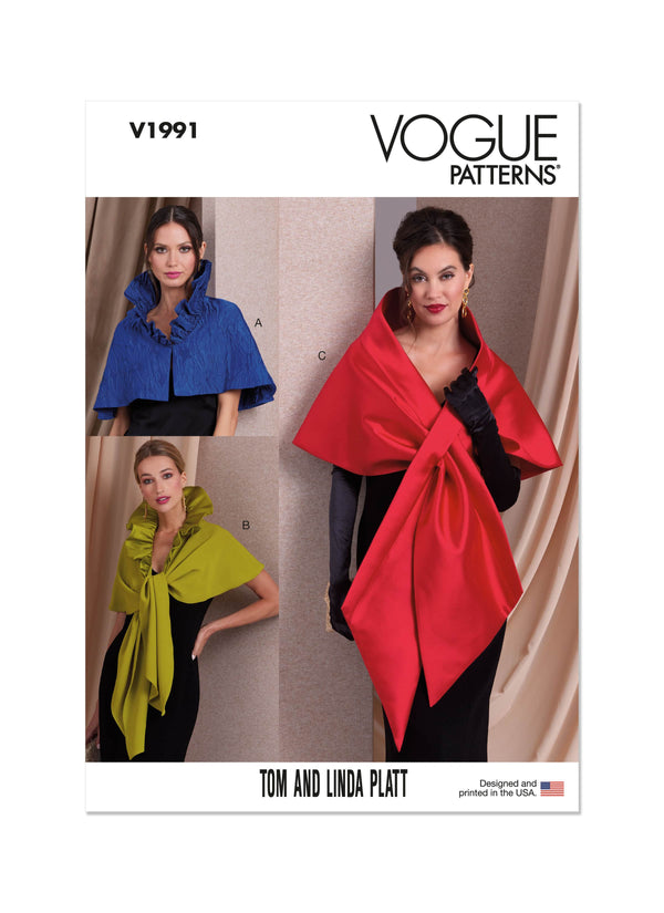 Vogue Misses Wraps By Tom & Linda Platt Sewing Pattern V1991A (XS-S-M-L-XL-XXL)
