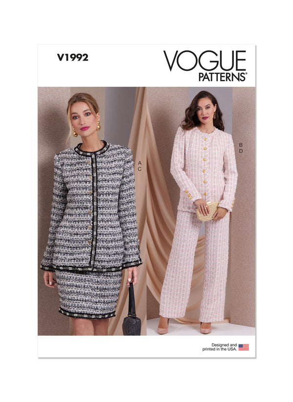 Vogue Misses Jackets, Skirt & Pants Sewing Pattern V1992