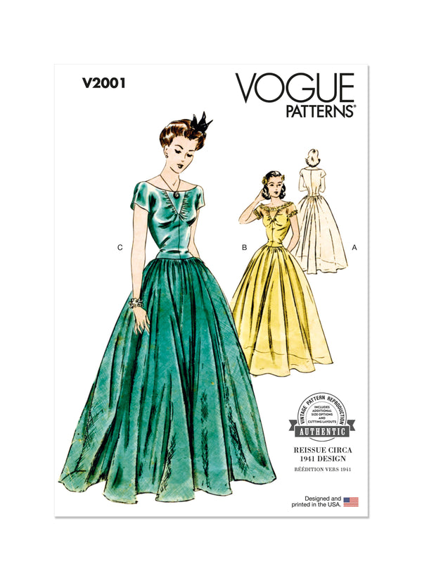 Vogue Vintage Misses Dress Sewing Pattern V2001