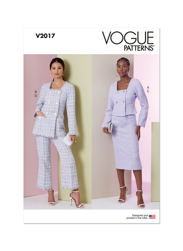 Vogue Misses Jacket In Two Lengths, Skirt & Pants Sewing Pattern V2017
