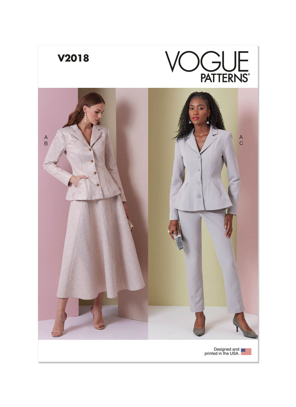 Vogue Misses Jacket, Skirt & Pants Sewing Pattern V2018