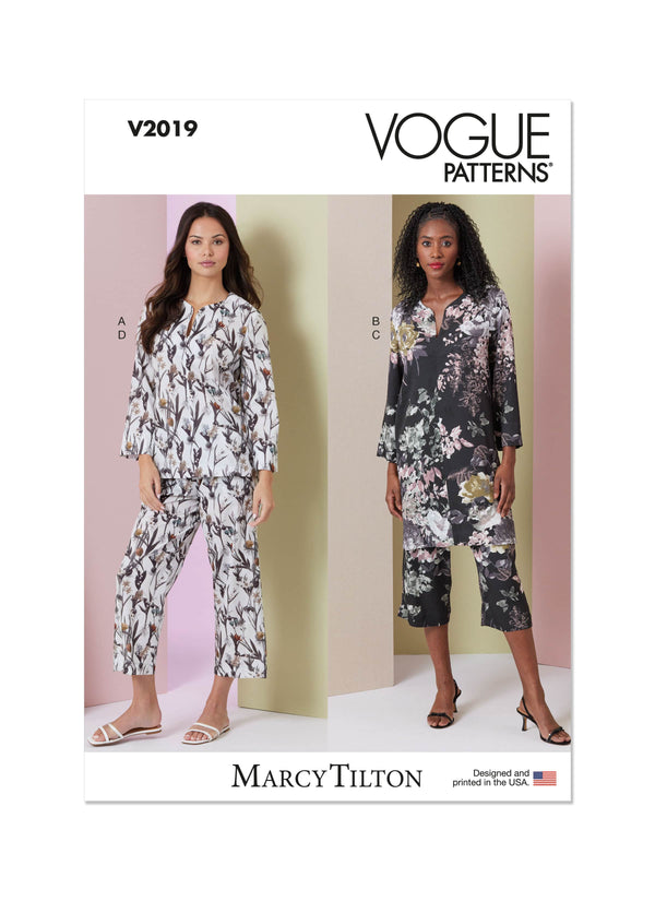 Vogue Misses Lounge Sets By Marcy Tilton Sewing Pattern V2019A (XS-S-M-L-XL-XXL)