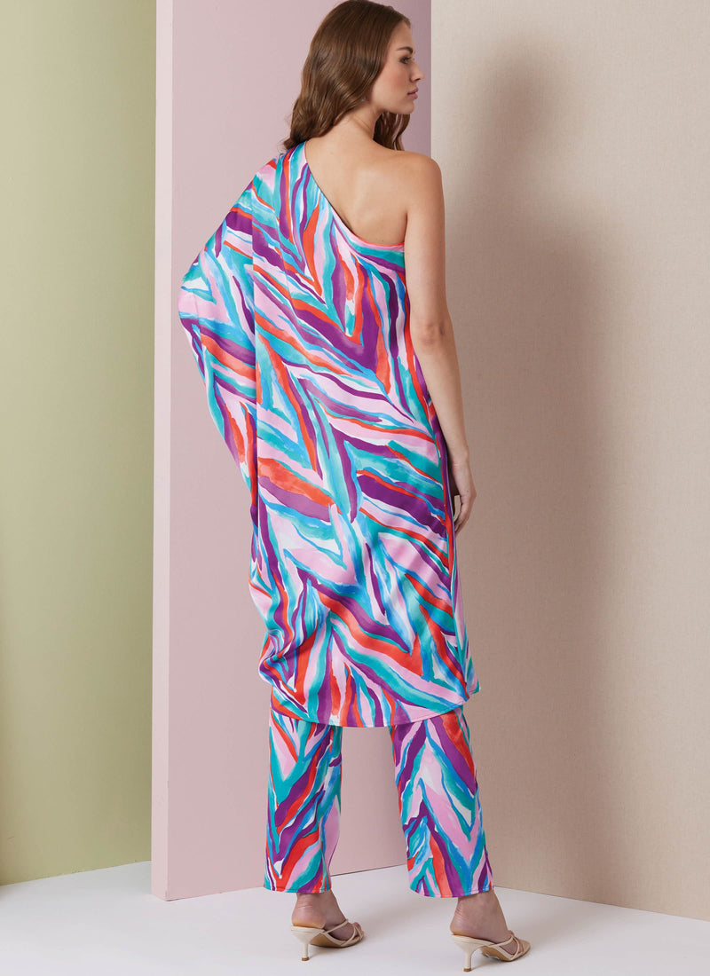 Vogue Misses One Shoulder Dress & Pants Sewing Pattern V2021A (XS-S-M-L-XL-XXL)