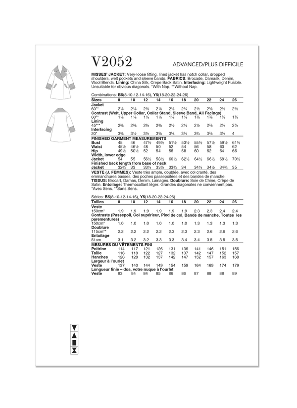 Vogue Misses' Jacket by Julio Cesar NYC Sewing Pattern V2052