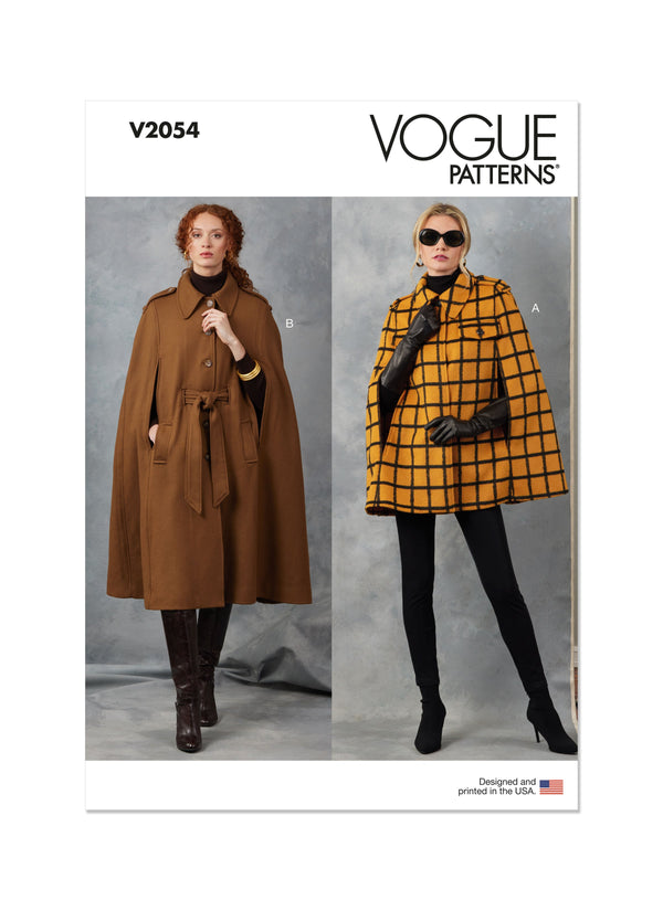 Vogue Misses' Capes and Belt Sewing Pattern Collection V2054