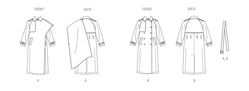 Vogue Misses' Trench Coats with Belt Sewing Pattern V2055