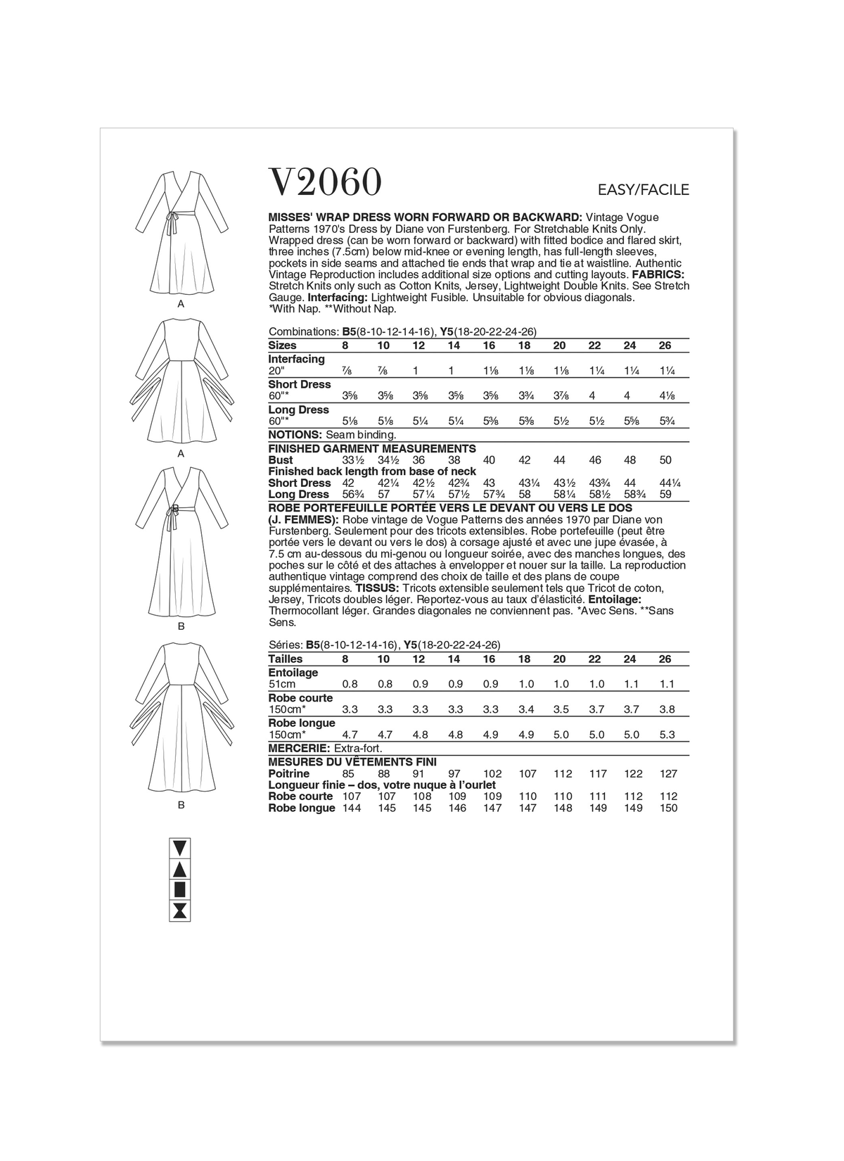 Vogue Misses' Wrap Dress by Diane Von Furstenberg Sewing Pattern V2060