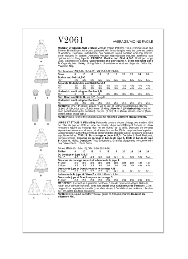 Vogue Misses' Dresses and Stole Sewing Pattern V2061