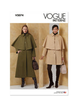 Vogue Misses' Cape Coat in Two Lengths Sewing Pattern V2074