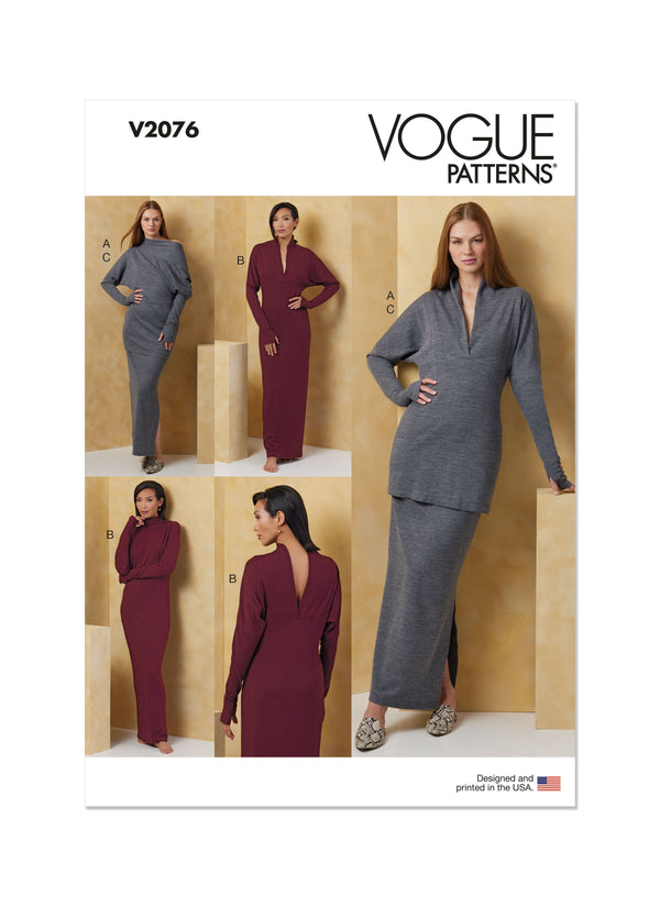Vogue Misses' Knit Dress, Top & Skirt Sewing Pattern V2076