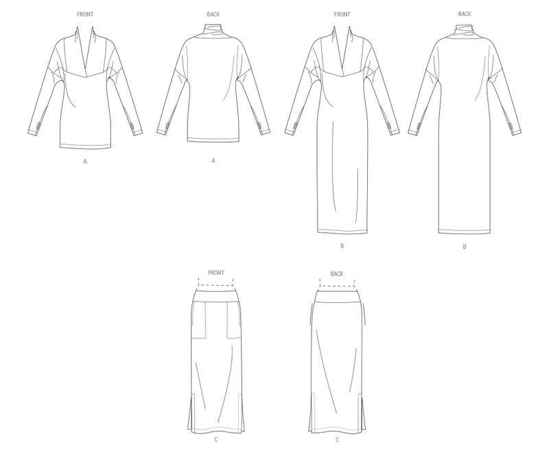 Vogue Misses' Knit Dress, Top & Skirt Sewing Pattern V2076