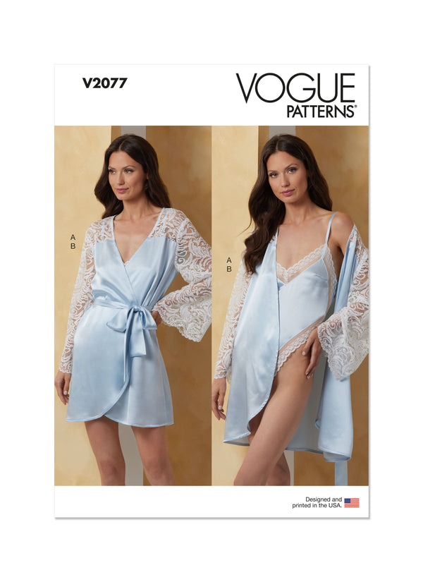 Vogue Misses' Robe with Belt and Teddy Sewing Pattern V2077