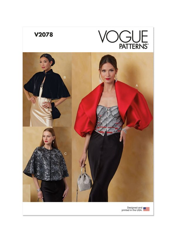 Vogue Misses' Bolero and Capes Sewing Pattern Collection V2078