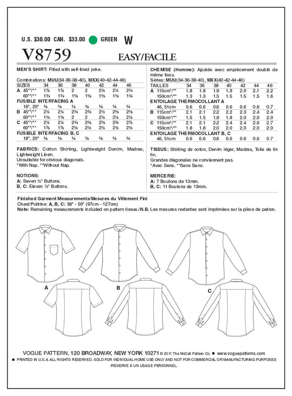 Vogue Top Sewing Pattern V8759