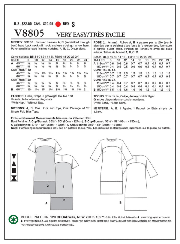 Vogue Dress Sewing Pattern V8805