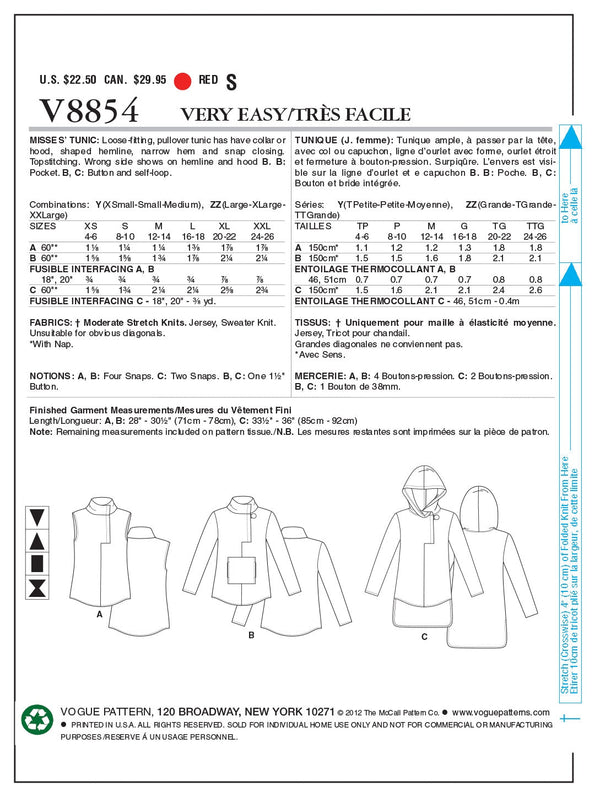 Vogue Top Sewing Pattern V8854