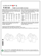 Vogue Outerwear Sewing Pattern V8930
