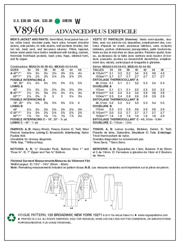 Vogue Casual Sewing Pattern V8940