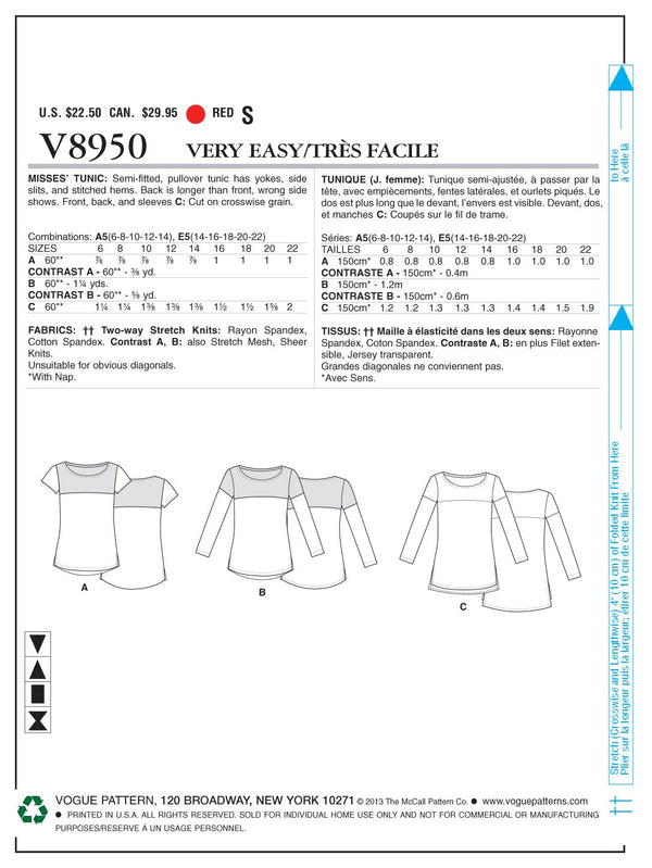 Vogue Top Sewing Pattern V8950