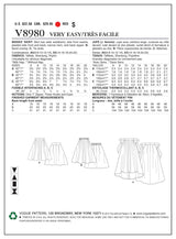 Vogue Skirt Sewing Pattern V8980