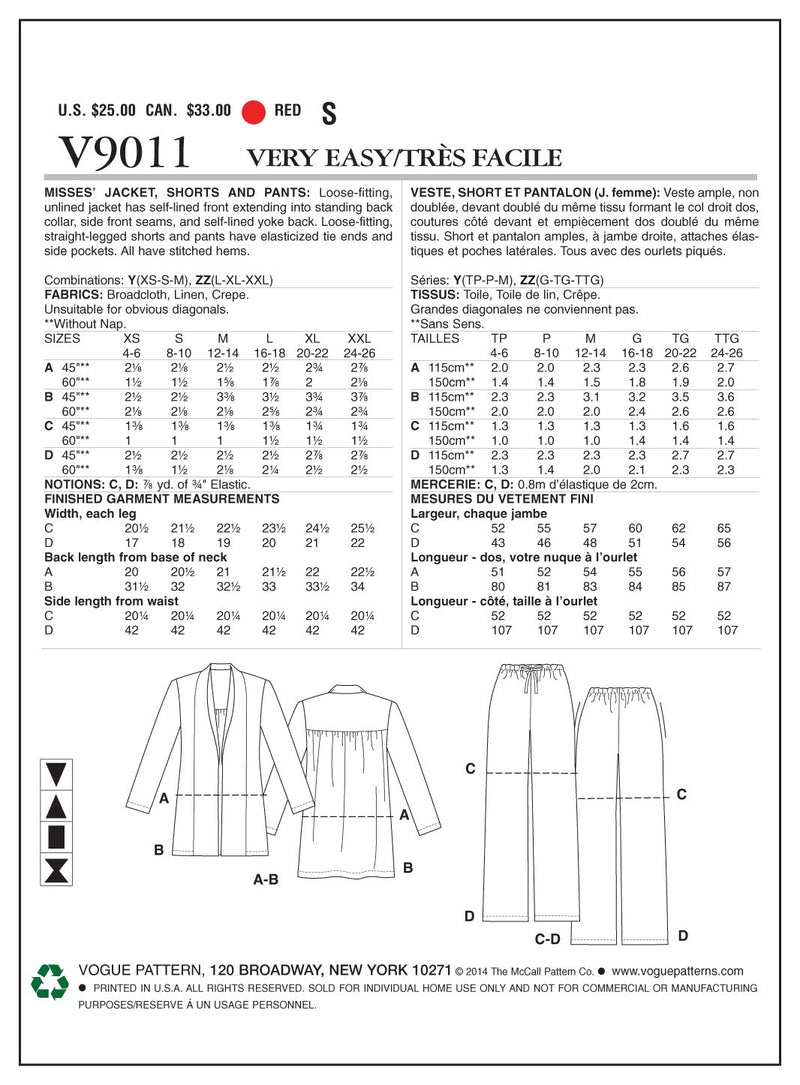 Vogue Casual Sewing Pattern V9011