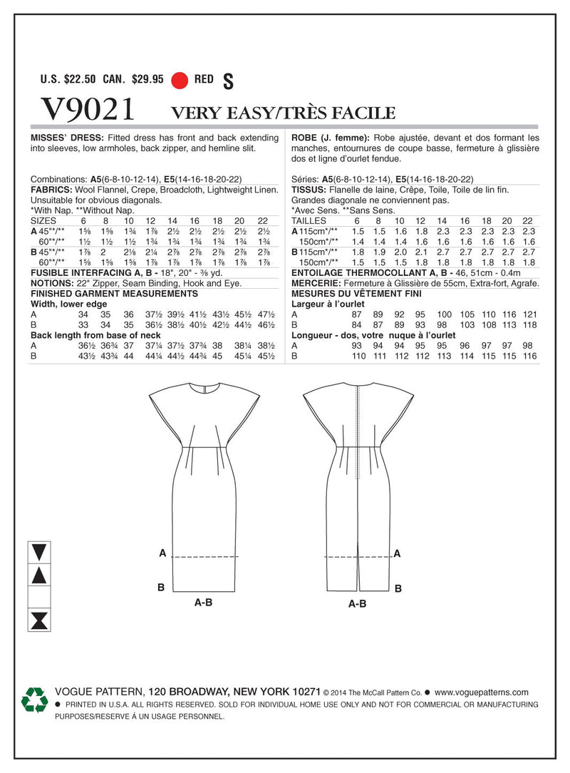 Vogue Dress Sewing Pattern V9021