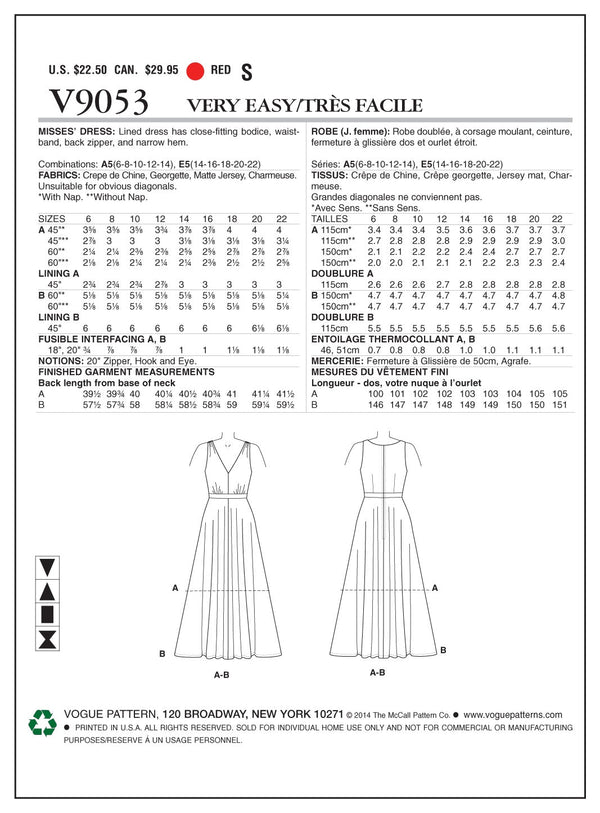 Vogue Occasion Spec Sewing Pattern V9053