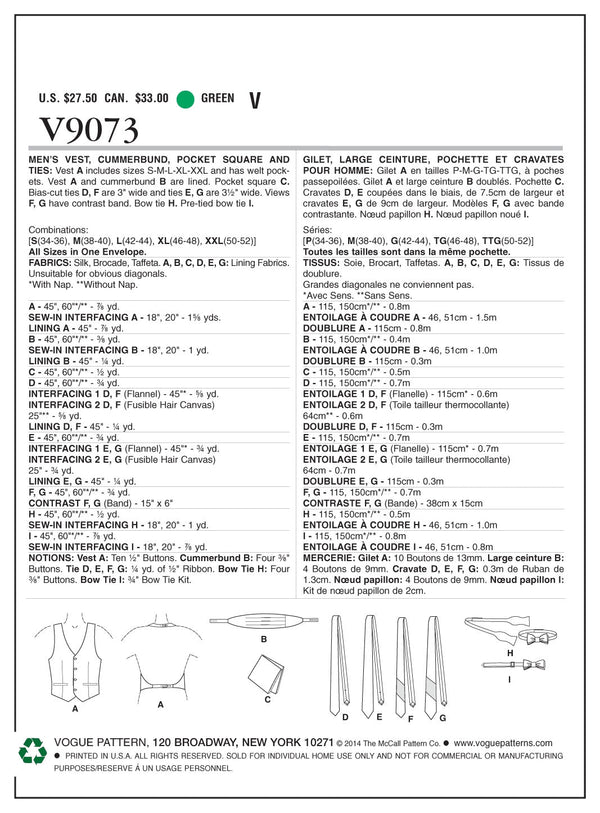 Vogue Undefined Accessories Other Wearing Sewing Pattern V9073OS
