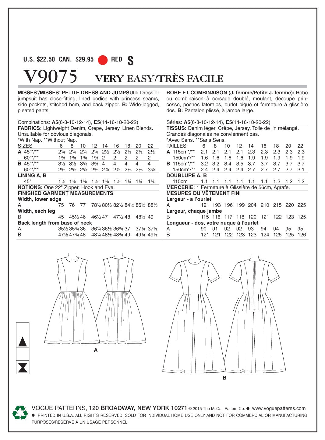 Vogue Dress Sewing Pattern V9075