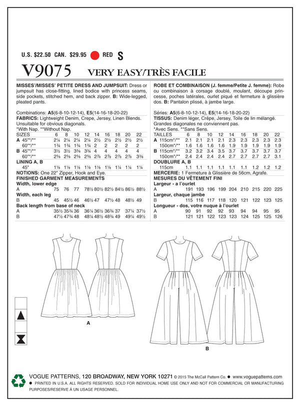 Vogue Dress Sewing Pattern V9075