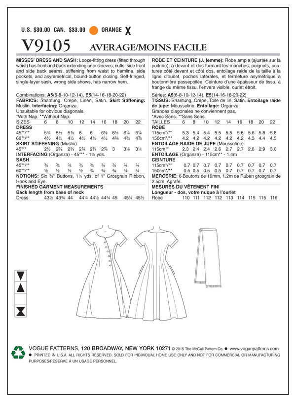 Vogue Dress Sewing Pattern V9105