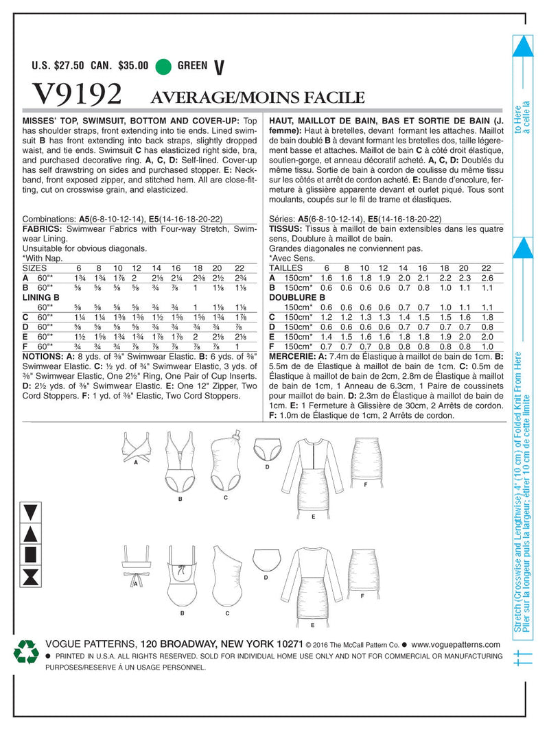 Vogue Casual Sewing Pattern V9192