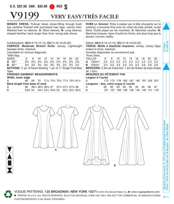 Vogue Dress Sewing Pattern V9199