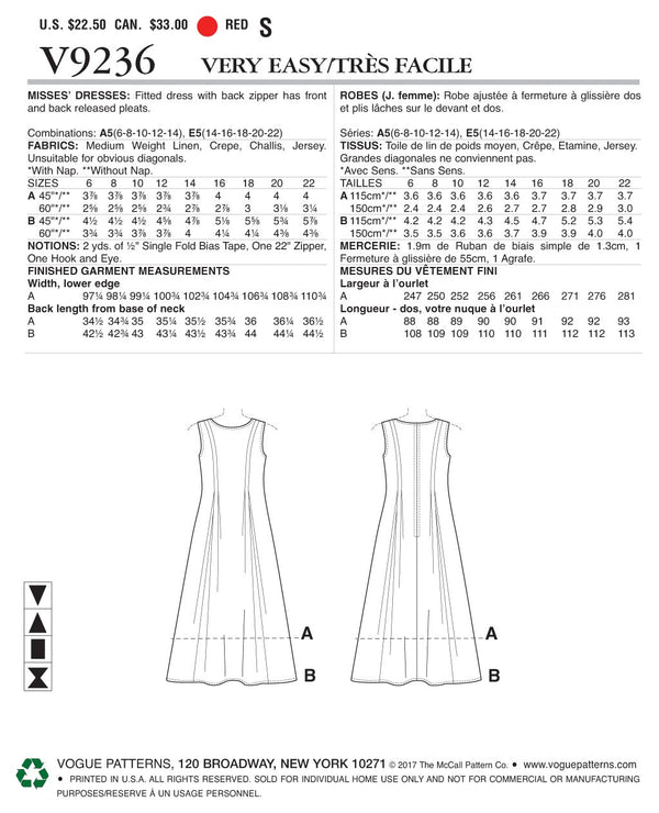 Vogue Dress Sewing Pattern V9236